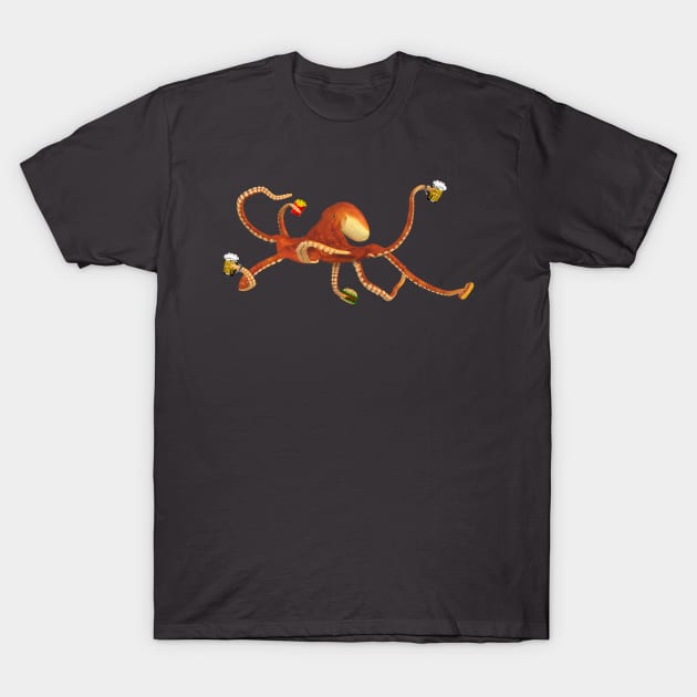 Octopus Drinking T-Shirt by CreatingChaos